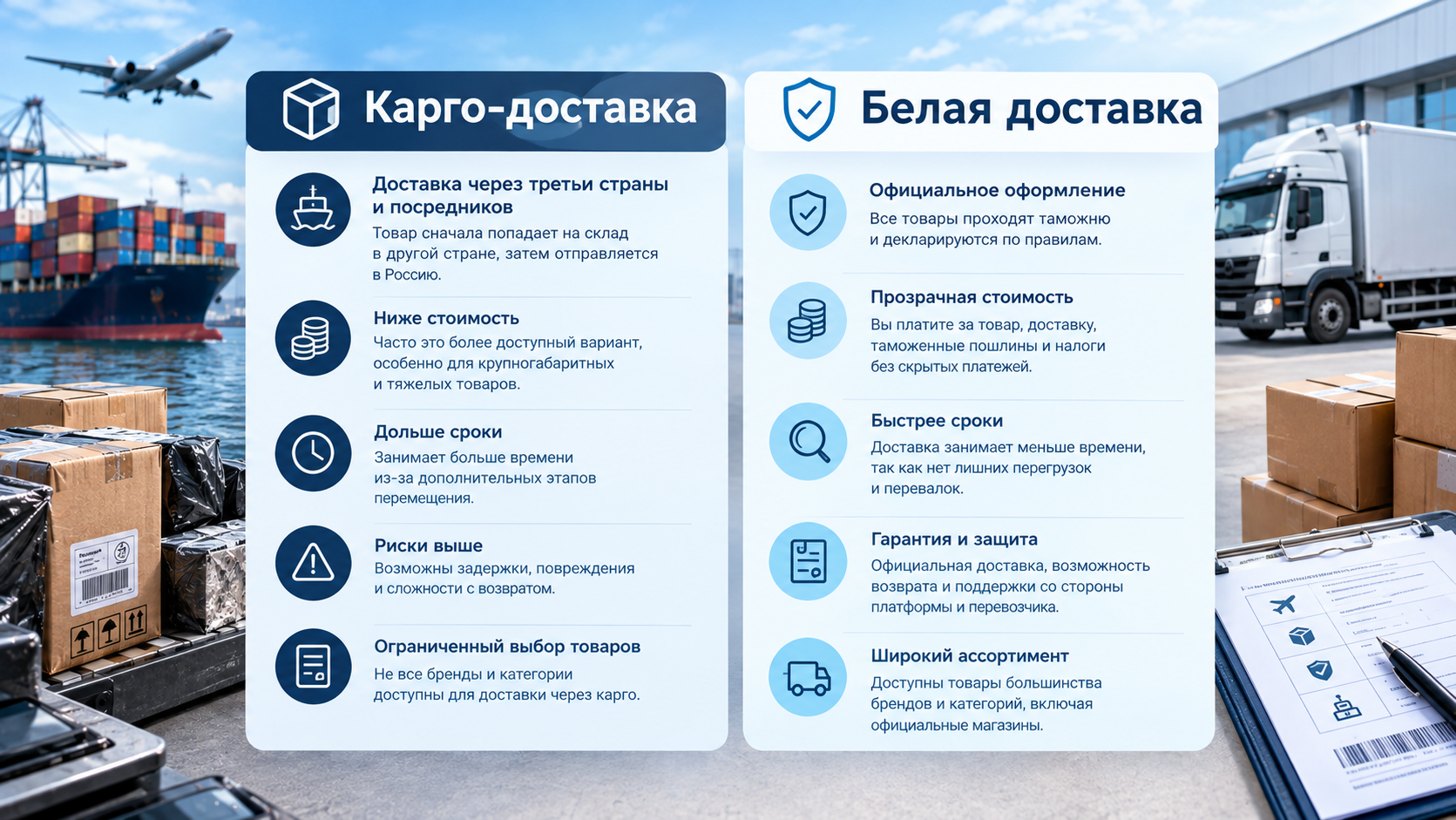 Сравнение карго и белой доставки